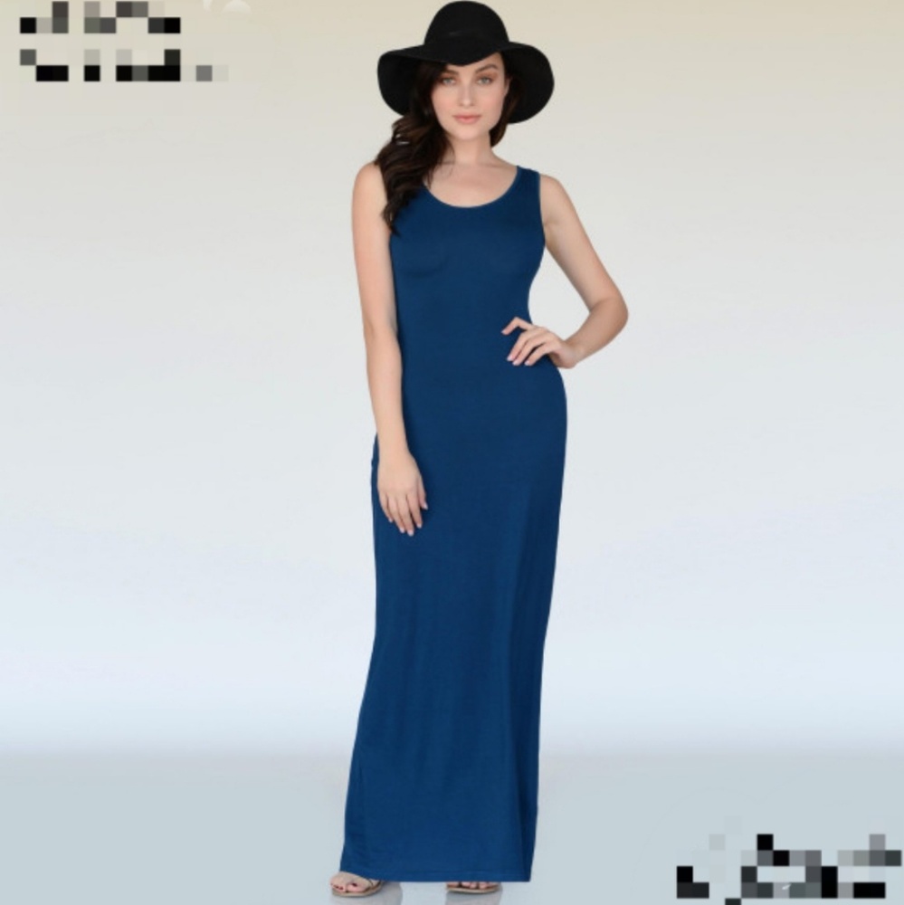 Teal Solid Color Maxi - Picture 2 of 8
